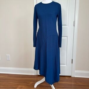 zara asymmetrical blue dress ZARA NEW WOMAN MIDI ZW COLLECTION ASYMMETRIC DRESS WITH KNOTS BLUE GREY 8686/244